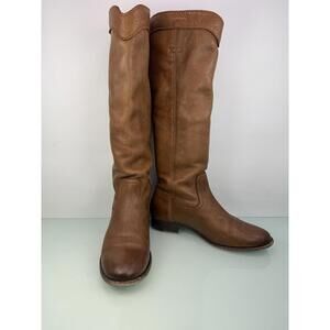 FRYE Women's Cara Roper Cognac Tall Riding Boot Sz 7.5 B Pull On Equestrian